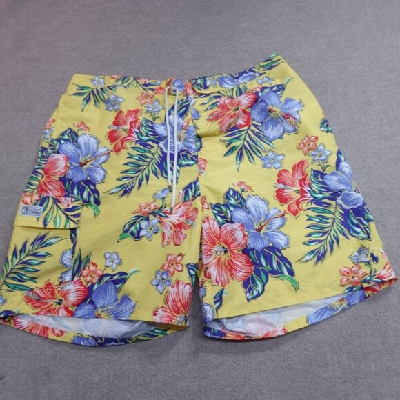Polo Ralph Lauren Swim Shorts 4XLT Tall Yellow Floral Print Lined Drawstring NEW - Picture 1 of 13